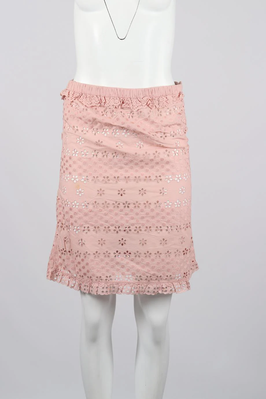 LOUIS VUITTON BRODERIE ANGLAISE COTTON MINI SKIRT FR 38 UK 10 - Image 2