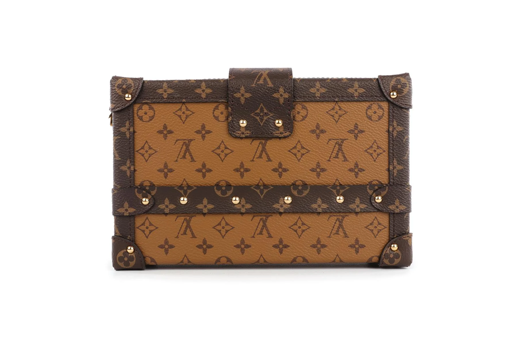LOUIS VUITTON BROWN 2017 PETITE MALLE MONOGRAM COATED CANVAS CLUTCH - Image 7