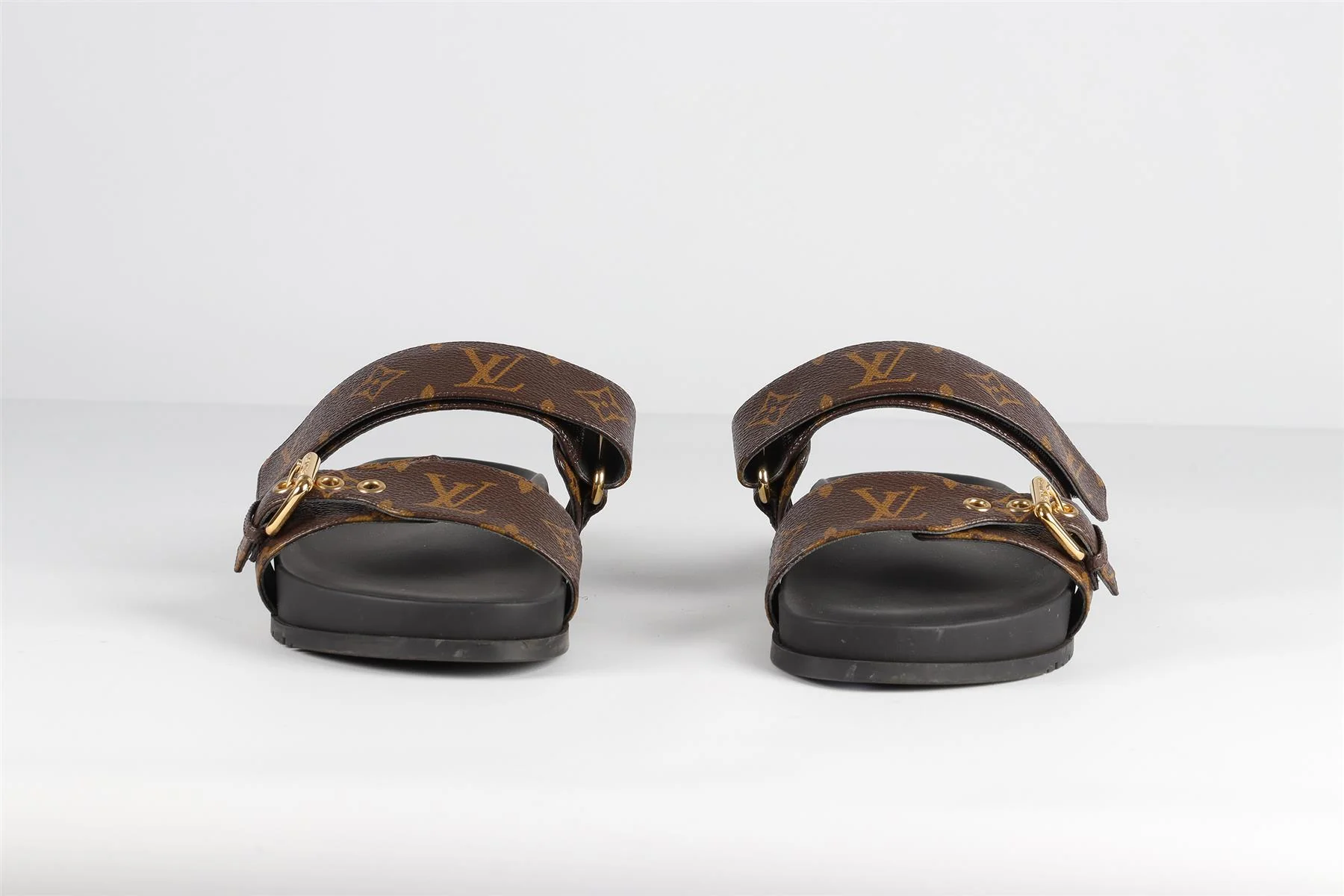 LOUIS VUITTON BROWN BOM DIA MONOGRAM LEATHER SANDALS EU 39 UK 6 US 9 - Image 3