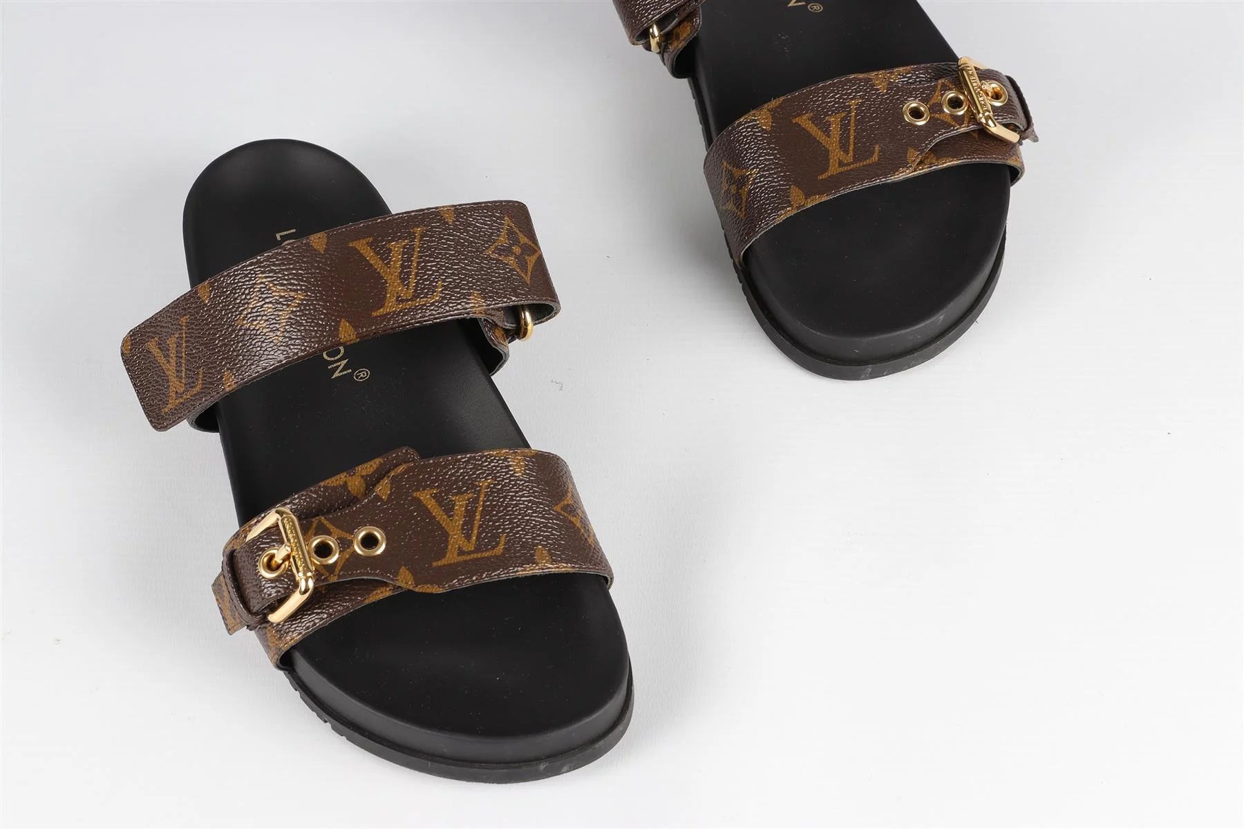 LOUIS VUITTON BROWN BOM DIA MONOGRAM LEATHER SANDALS EU 39 UK 6 US 9 - Image 4