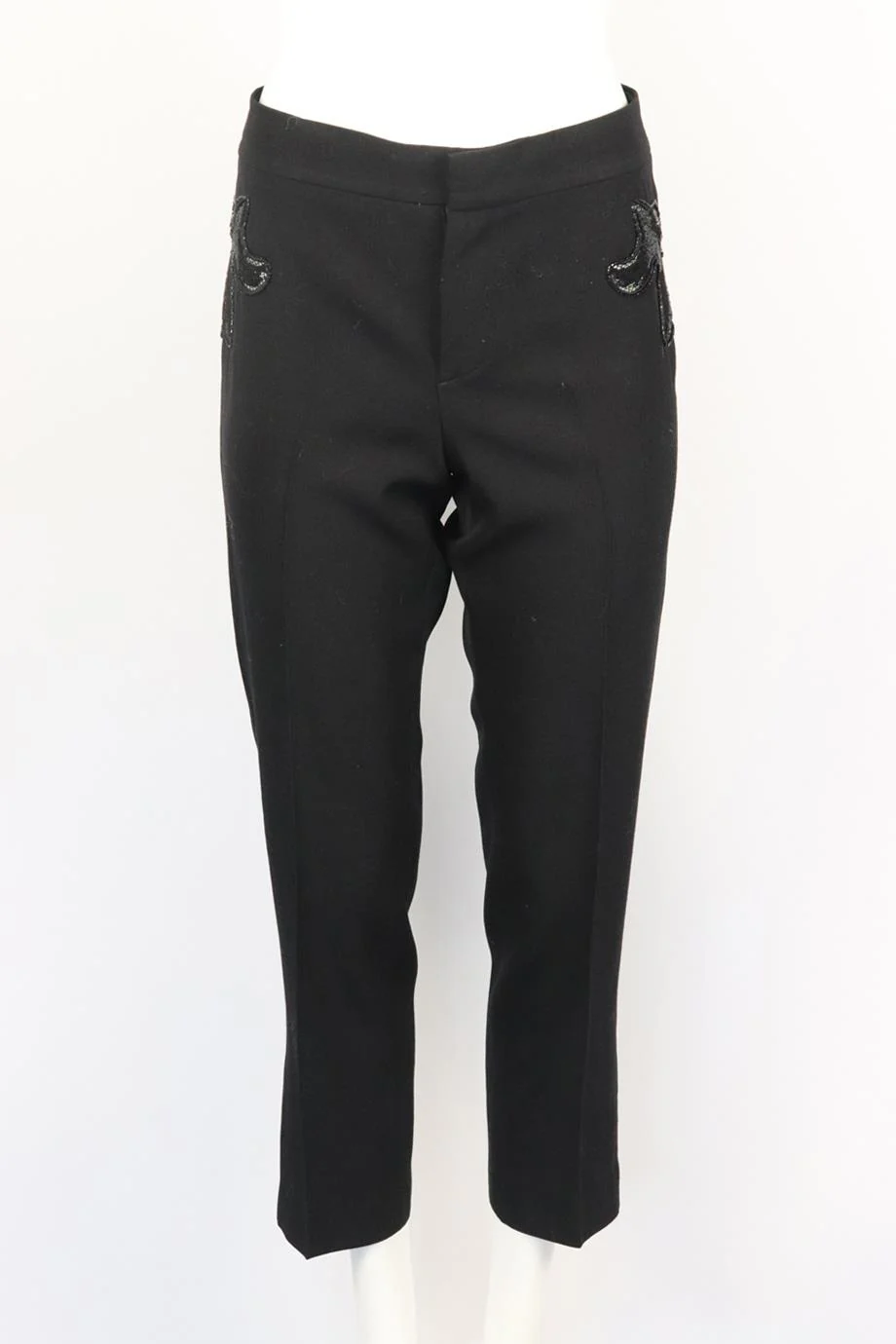 LOUIS VUITTON EMBELLISHED WOOL STRAIGHT LEG PANTS FR 40 UK 12 - Image 2