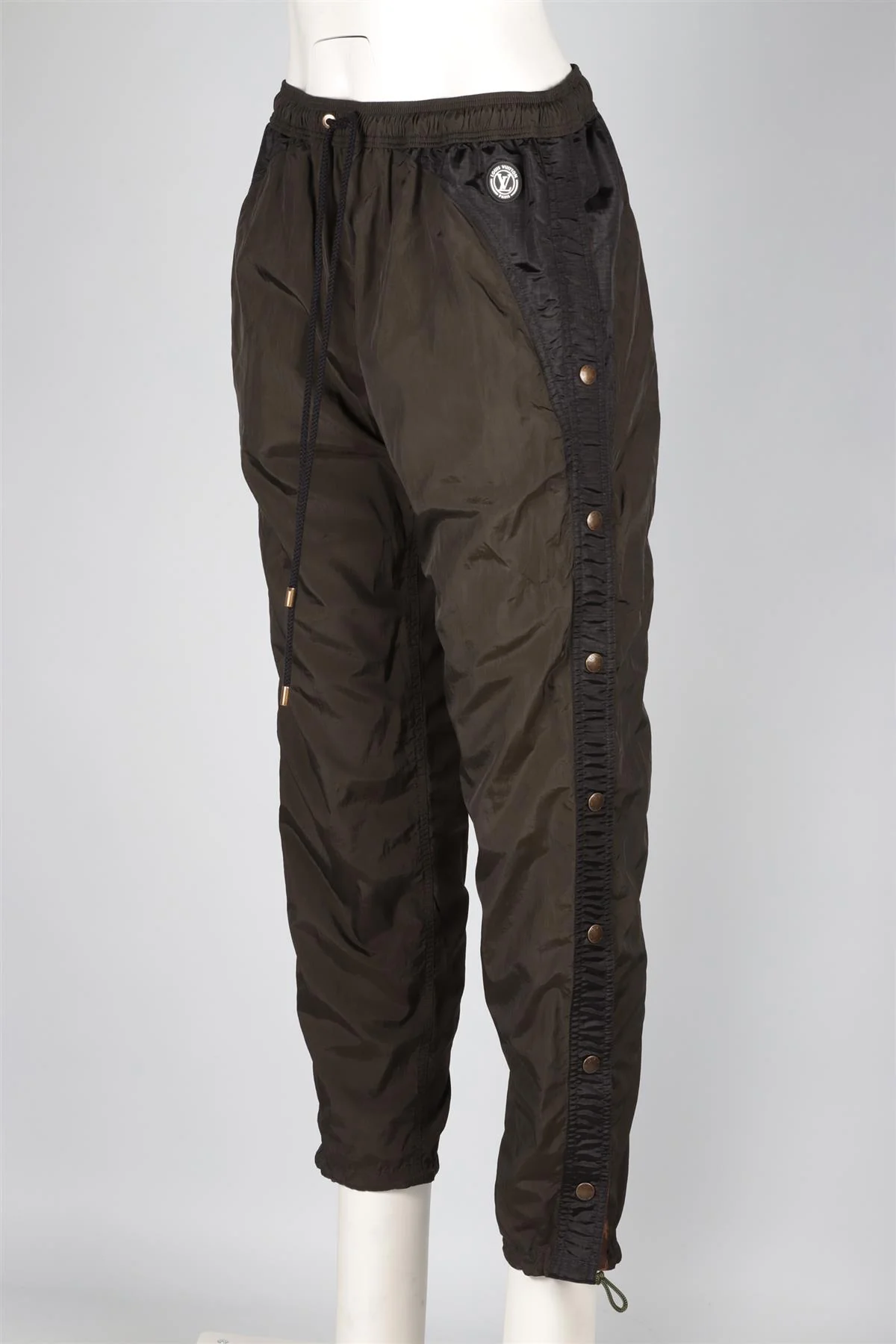 LOUIS VUITTON GREEN MONOGRAM NYLON TAPERED PANTS FR 38 UK 10 - Image 3