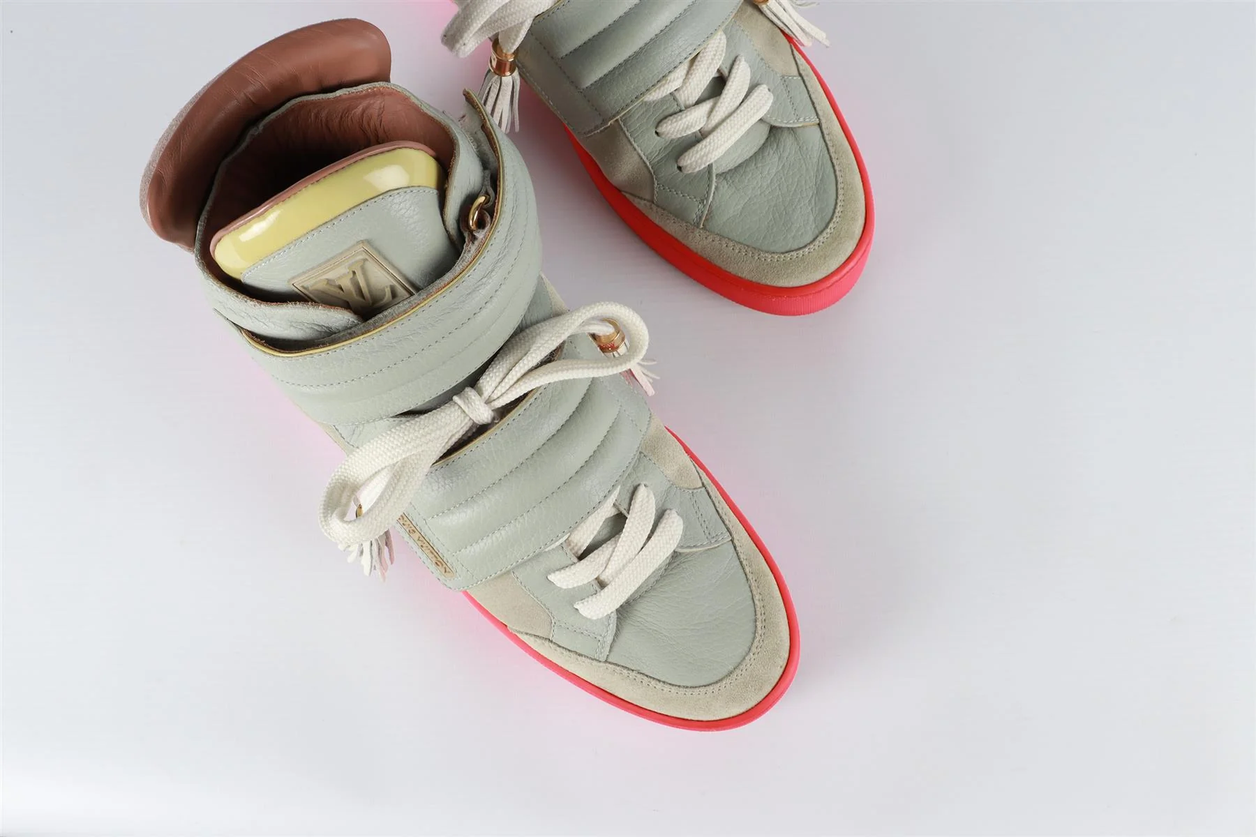 LOUIS VUITTON + KANYE WEST GREY JASPER PATCHWORK LEATHER SNEAKERS EU 41 UK 6.5 US 7.5 - Image 4