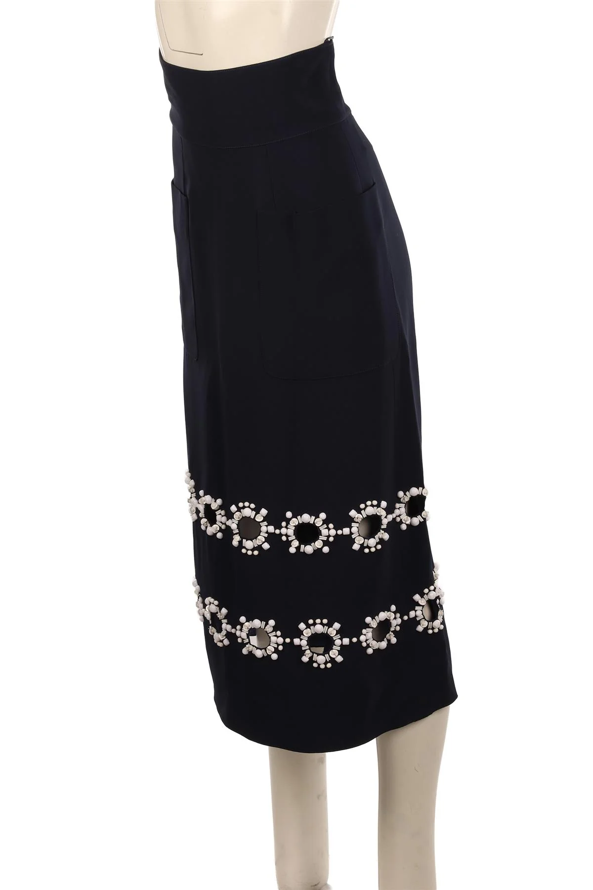 LOUIS VUITTON NAVY CREPE MAXI SKIRT XSMALL - Image 3