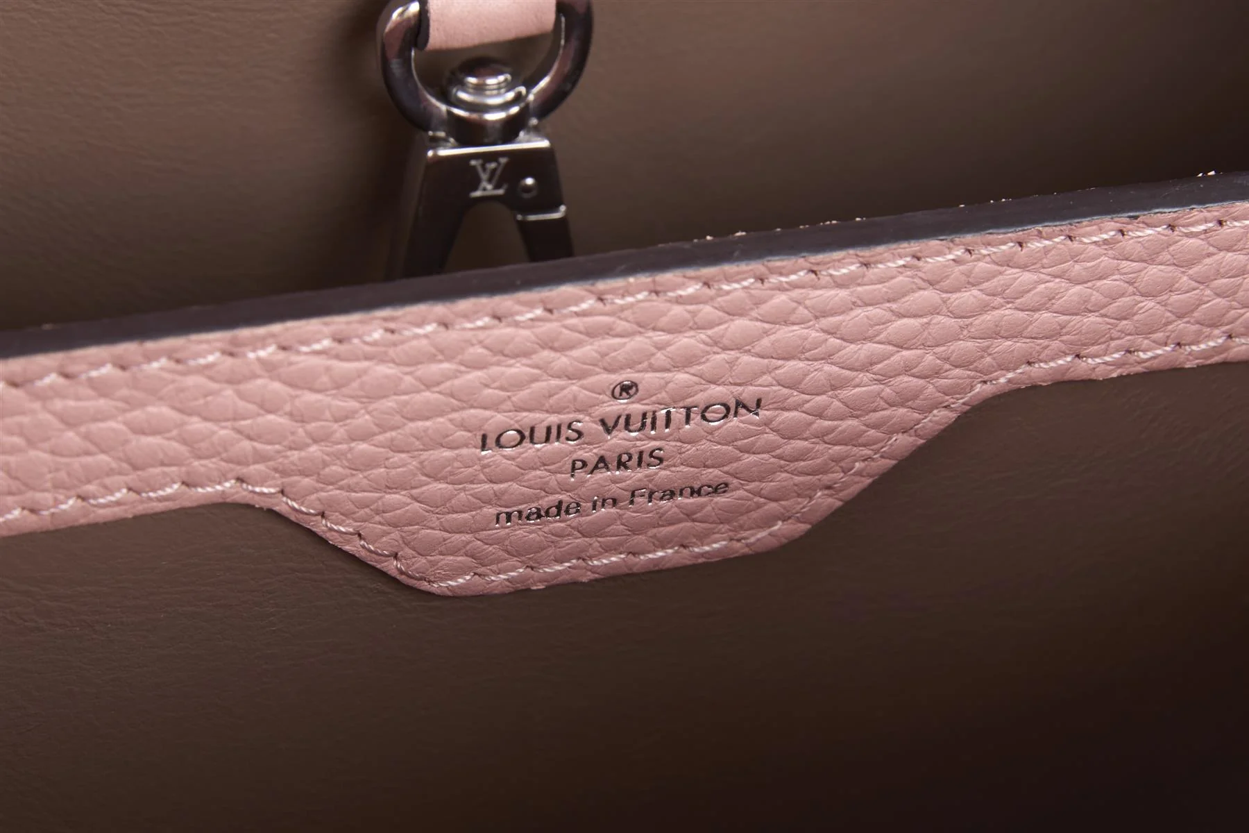 LOUIS VUITTON PINK CAPUCINES BB TAURILLON LEATHER TOTE BAG - Image 9