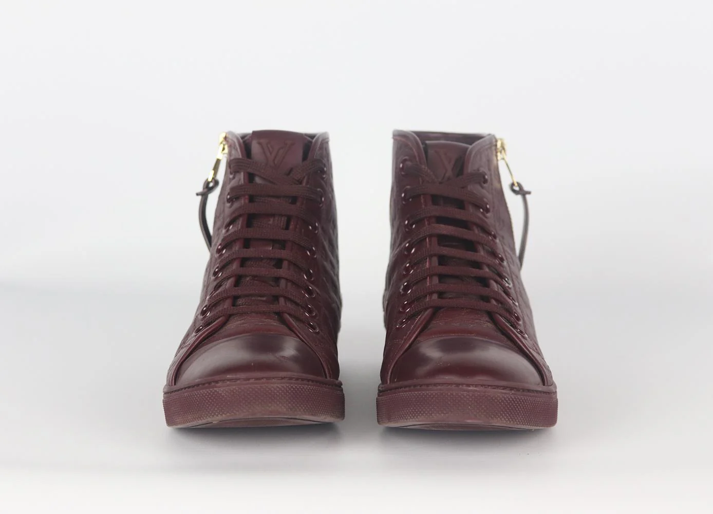 LOUIS VUITTON PUNCHY LOGO EMBOSSED LEATHER AND SUEDE SNEAKERS EU 38 UK 5 US 8 - Image 3