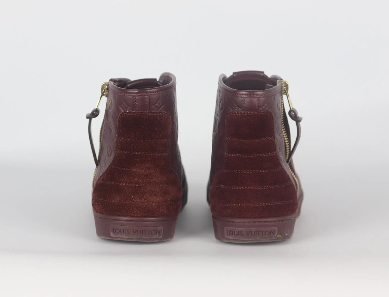 LOUIS VUITTON PUNCHY LOGO EMBOSSED LEATHER AND SUEDE SNEAKERS EU 38 UK 5 US 8 - Image 4