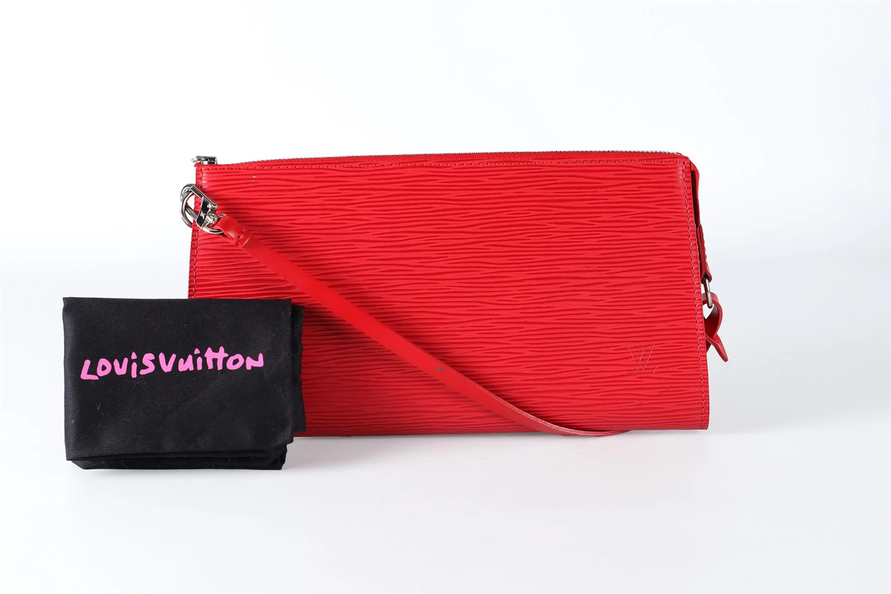 LOUIS VUITTON RED 2007 POCHETTE ACCESSOIRES EPI LEATHER SHOULDER BAG - Image 9