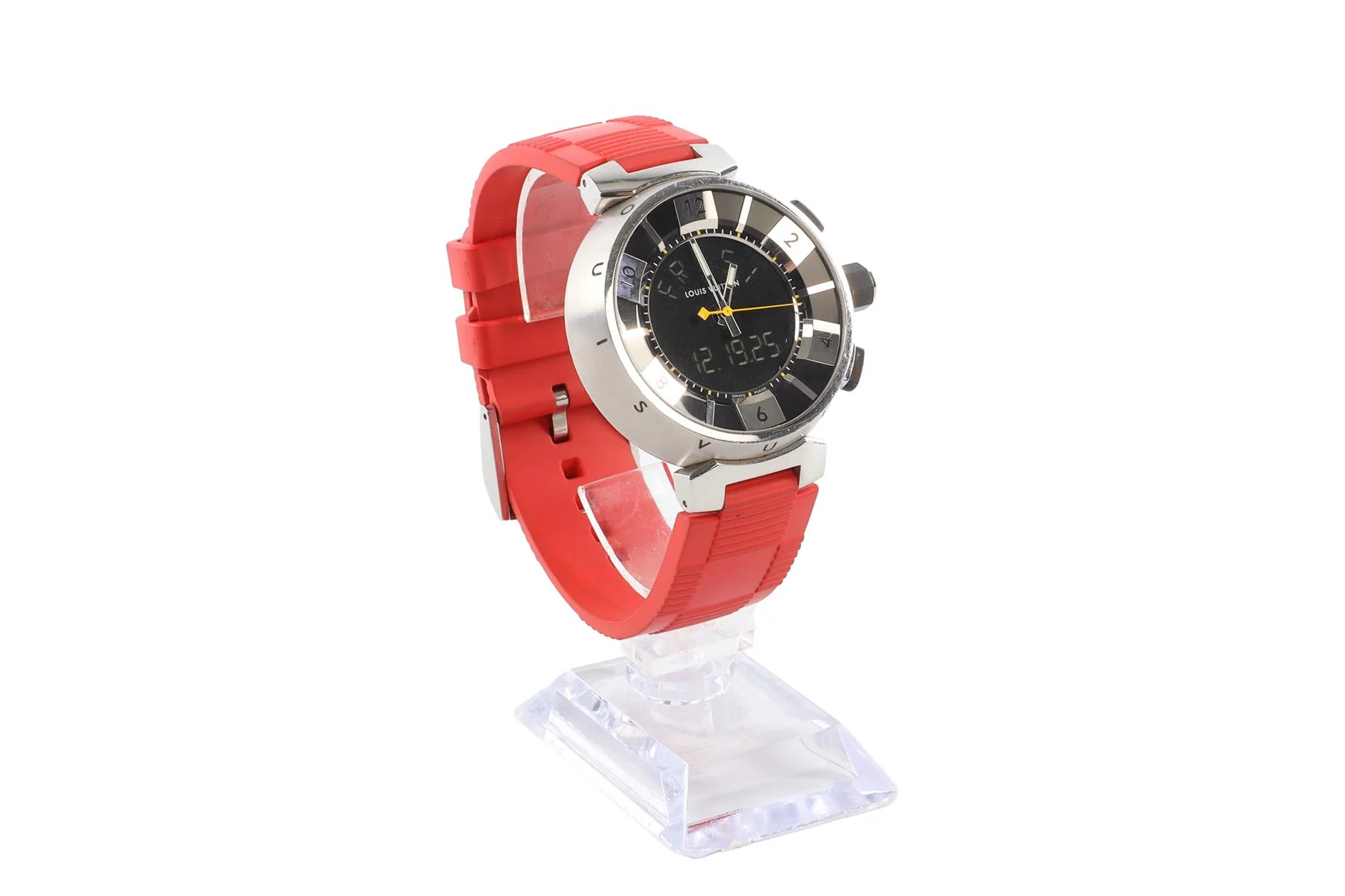 LOUIS VUITTON RED TAMBOUR WRIST WATCH - Image 2