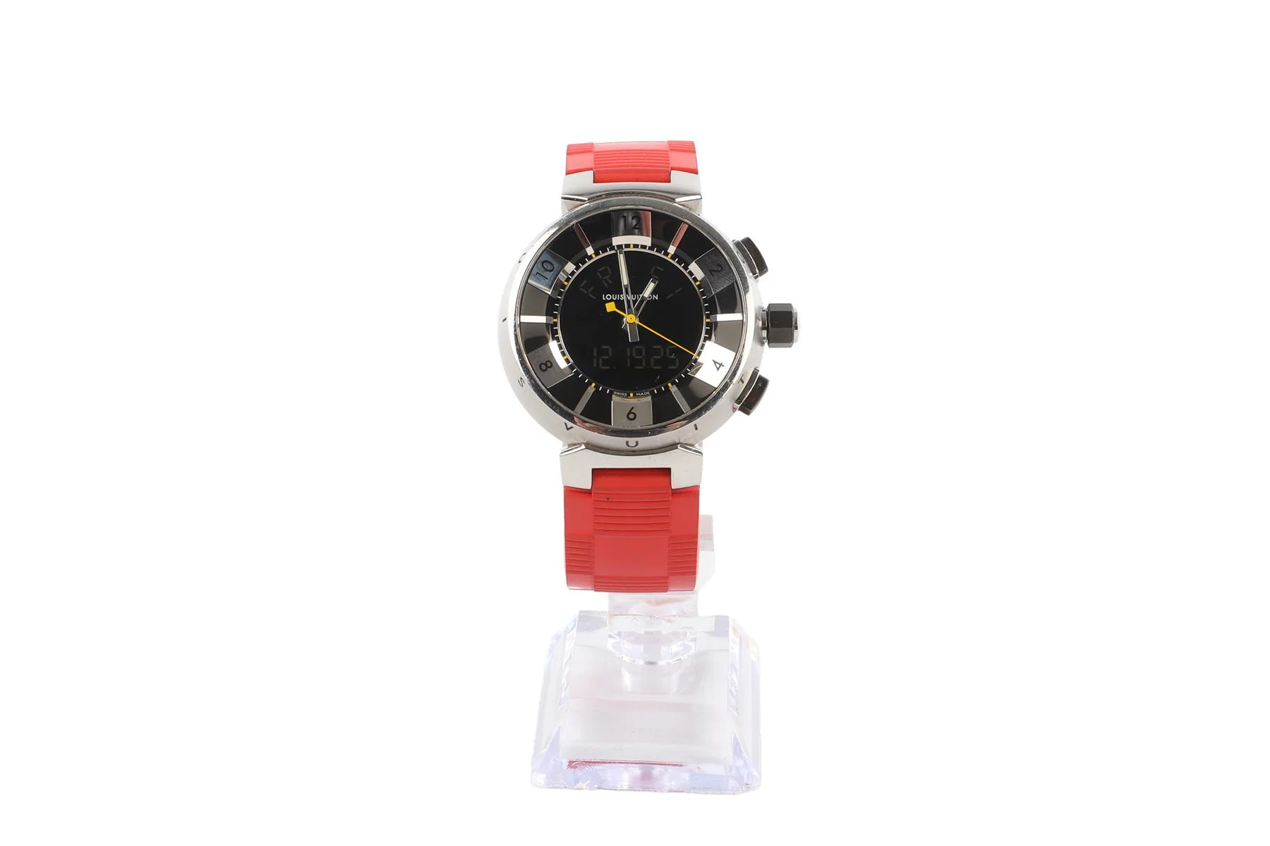 LOUIS VUITTON RED TAMBOUR WRIST WATCH - Image 3