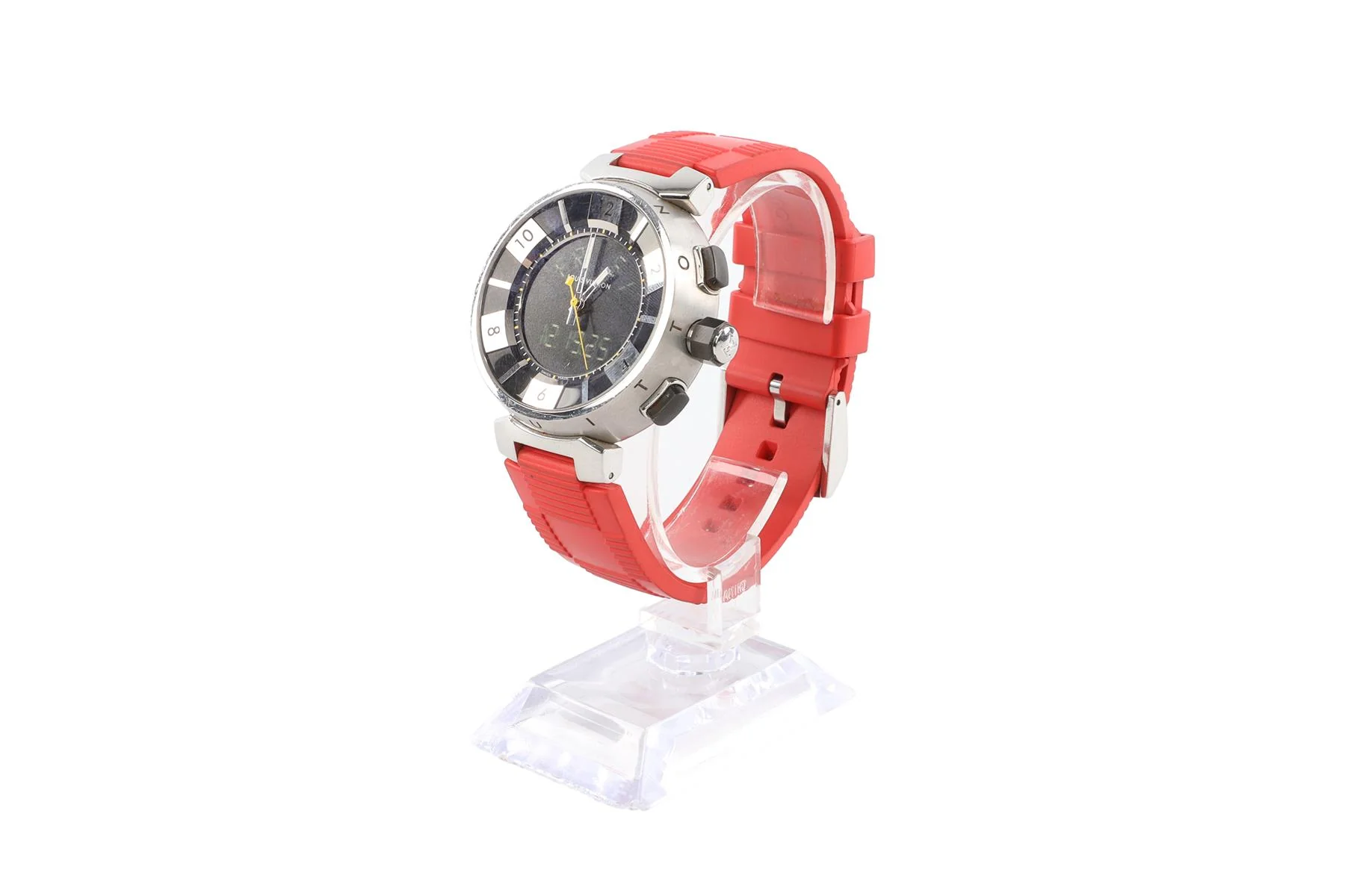LOUIS VUITTON RED TAMBOUR WRIST WATCH - Image 4