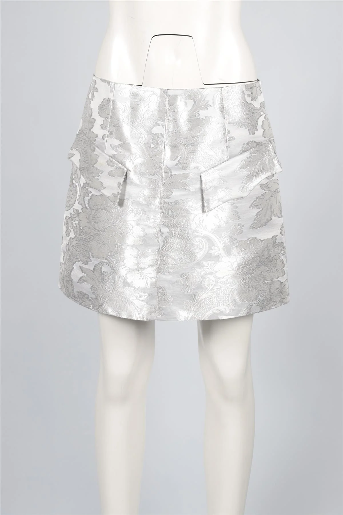 LOUIS VUITTON SILVER 2018 JACQUARD MINI SKIRT FR 40 UK 12 - Image 2