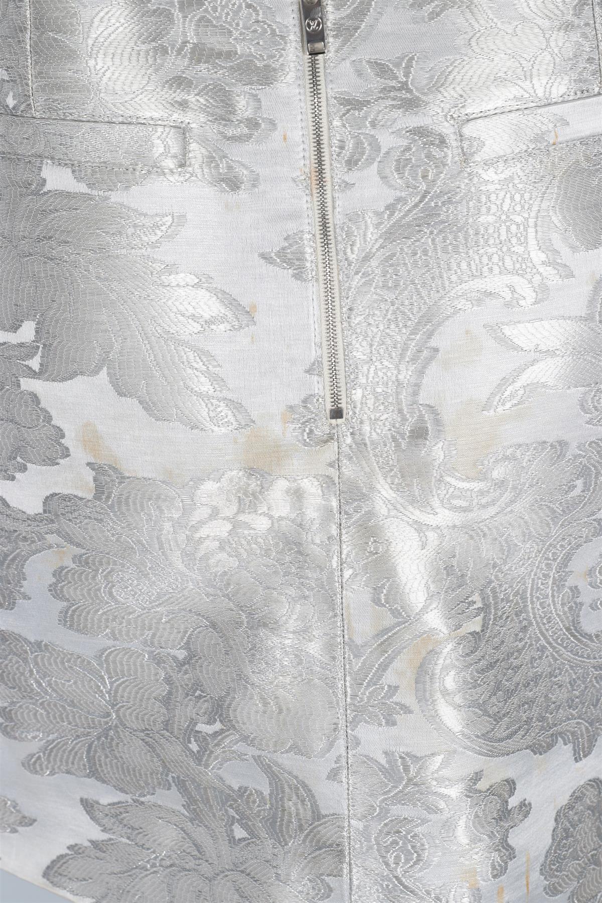 LOUIS VUITTON SILVER 2018 JACQUARD MINI SKIRT FR 40 UK 12 - Image 5