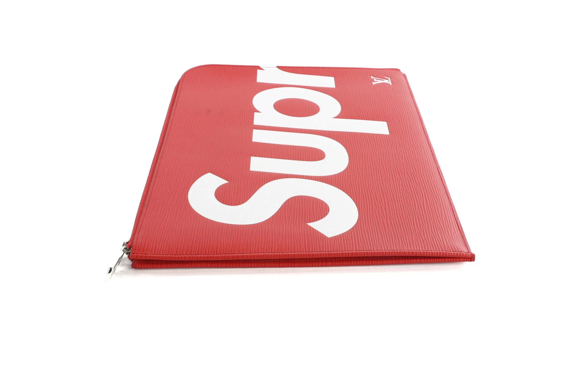 LOUIS VUITTON + SUPREME RED 2017 POCHETTE JOUR GM EPI LEATHER CLUTCH - Image 4