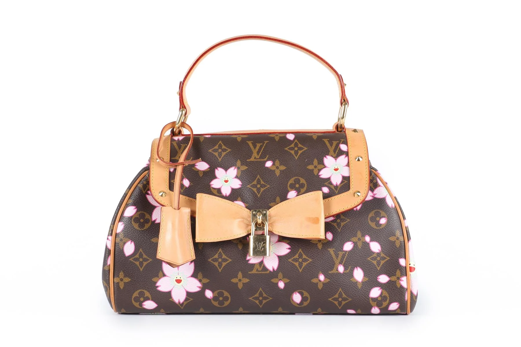 LOUIS VUITTON + TAKASHI MURAKAMI BROWN 2003 SAC RETRO PM CHERRY BLOSSOM MONOGRAM TOTE BAG - Image 2