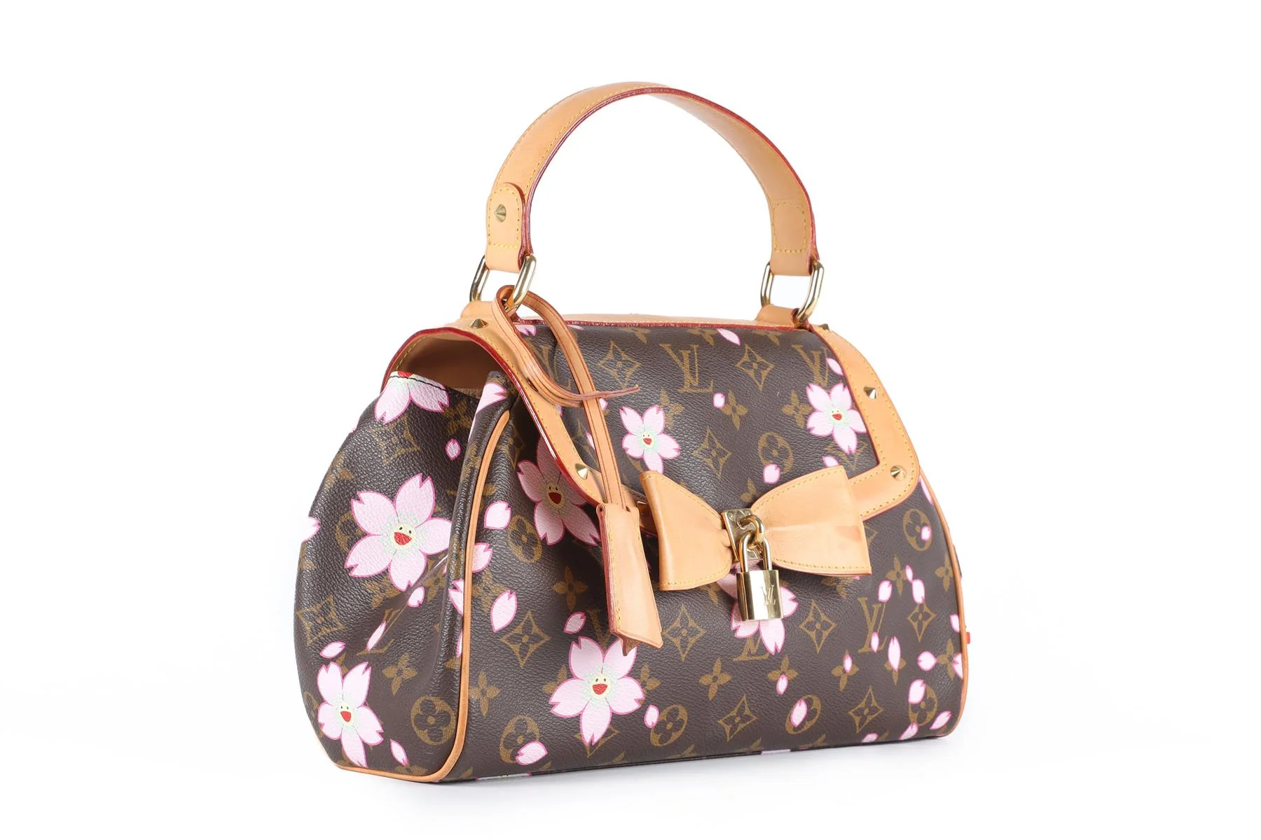 LOUIS VUITTON + TAKASHI MURAKAMI BROWN 2003 SAC RETRO PM CHERRY BLOSSOM MONOGRAM TOTE BAG - Image 3