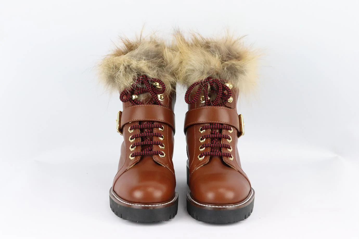 LOUIS VUITTON TERRITORY RANGER FUR TRIMMED LEATHER ANKLE BOOTS EU 38.5 UK 5.5 US 8.5 - Image 3