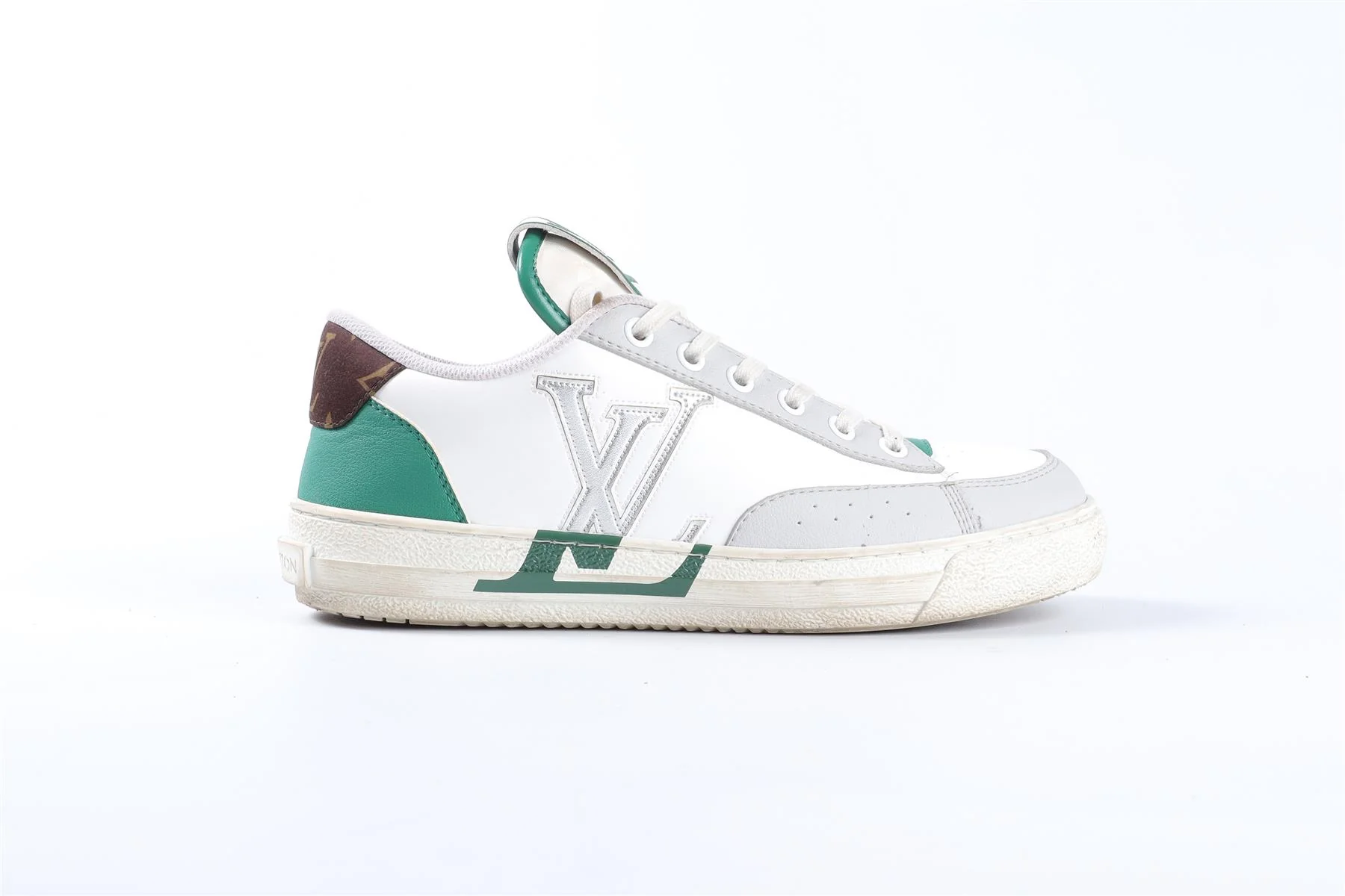 LOUIS VUITTON WHITE CHARLIE LEATHER SNEAKERS EU 37 UK 4 US 7 - Image 2