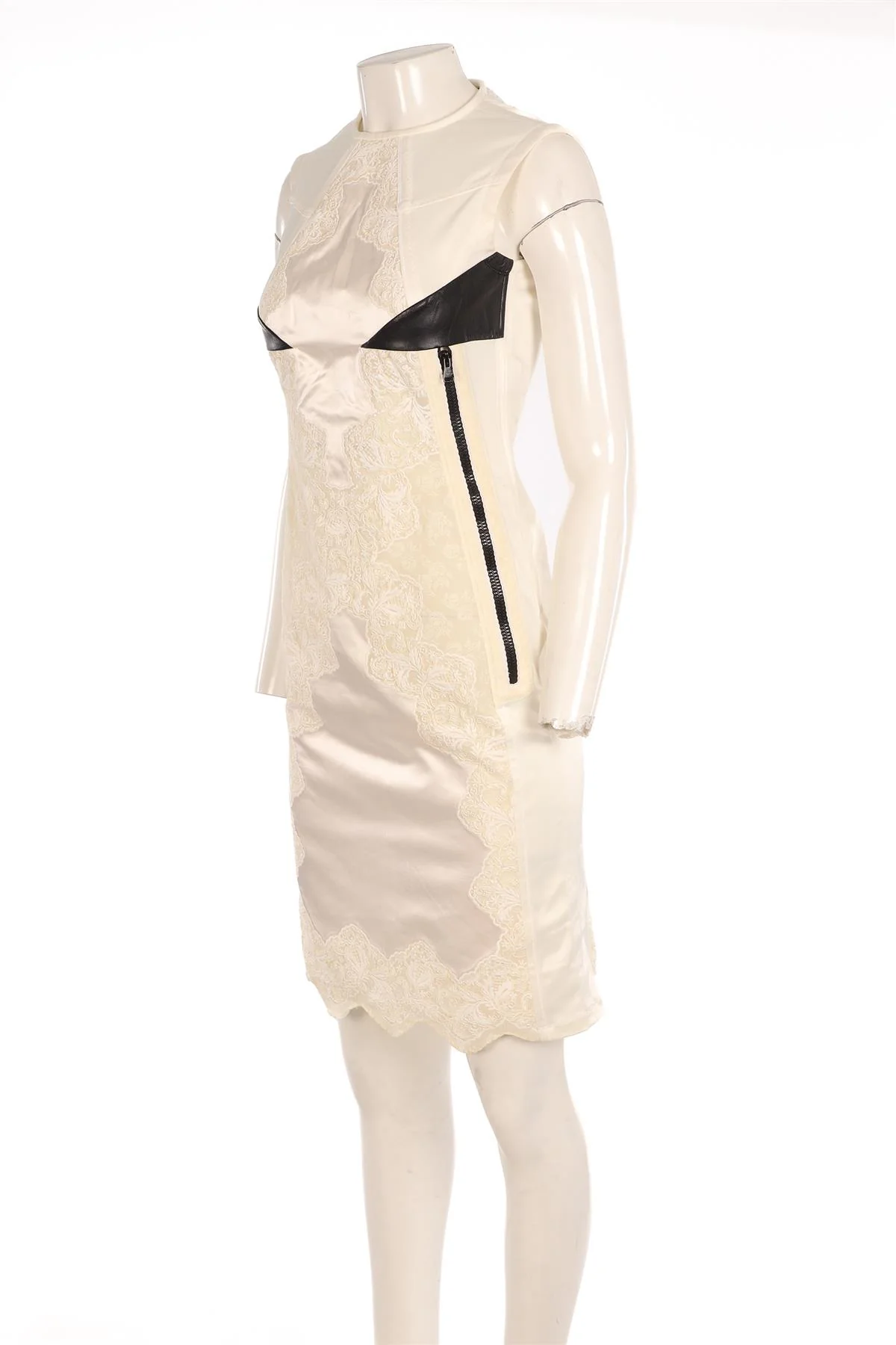 LOUIS VUITTON WHITE SILK MIDI DRESS FR 36 UK 8 - Image 3