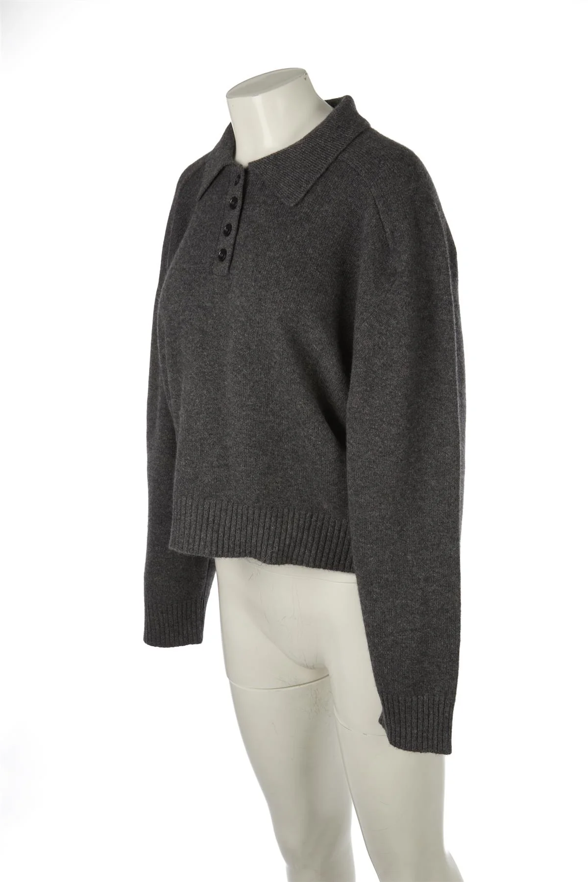 LOULOU DE SAISON GREY CASHMERE SWEATER LARGE - Image 3
