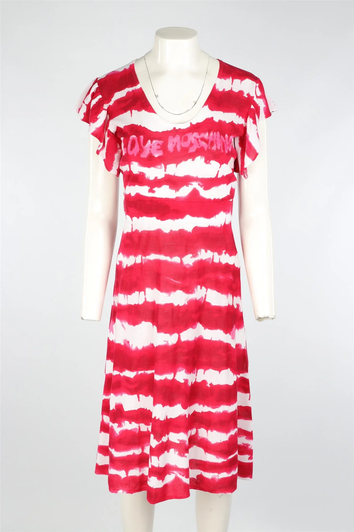 LOVE MOSCHINO PINK COTTON MIDI DRESS IT 40 UK 8 - Image 2