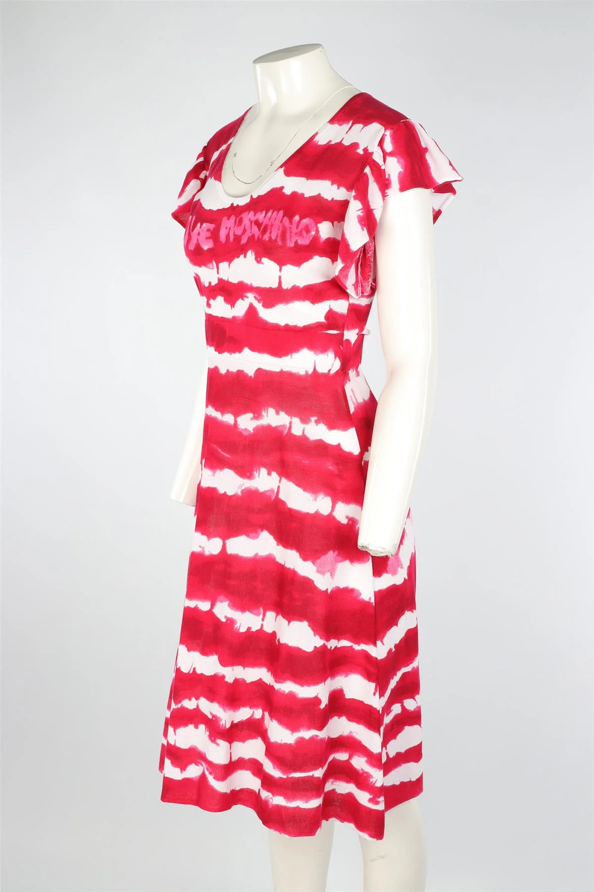 LOVE MOSCHINO PINK COTTON MIDI DRESS IT 40 UK 8 - Image 3