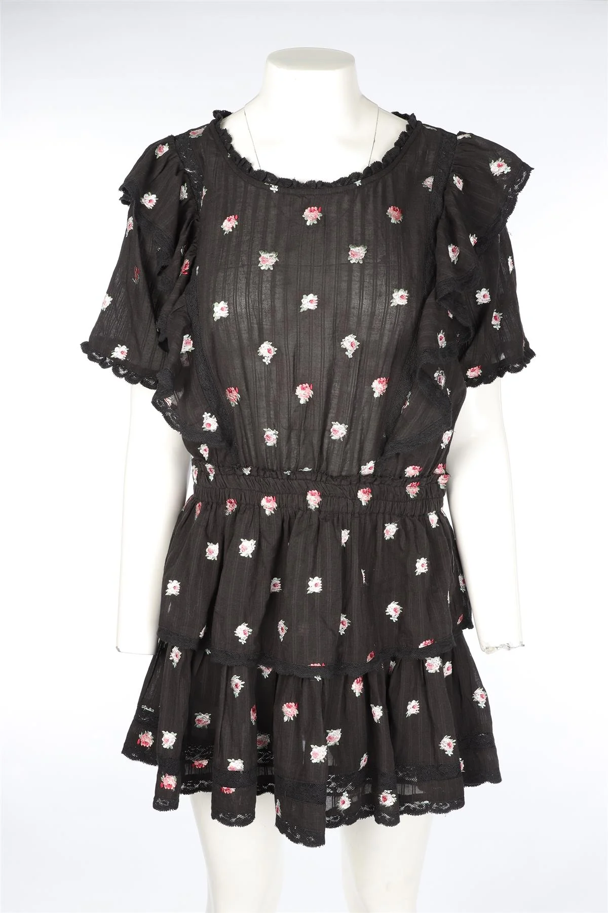 LOVESHACKFANCY BLACK MINI DRESS LARGE - Image 2