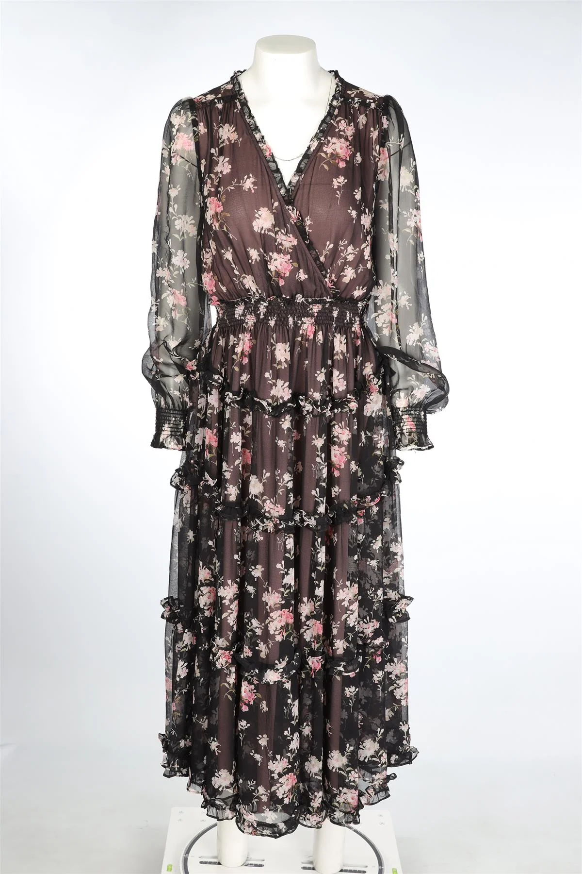 LOVESHACKFANCY BLACK SILK MAXI DRESS MEDIUM - Image 2