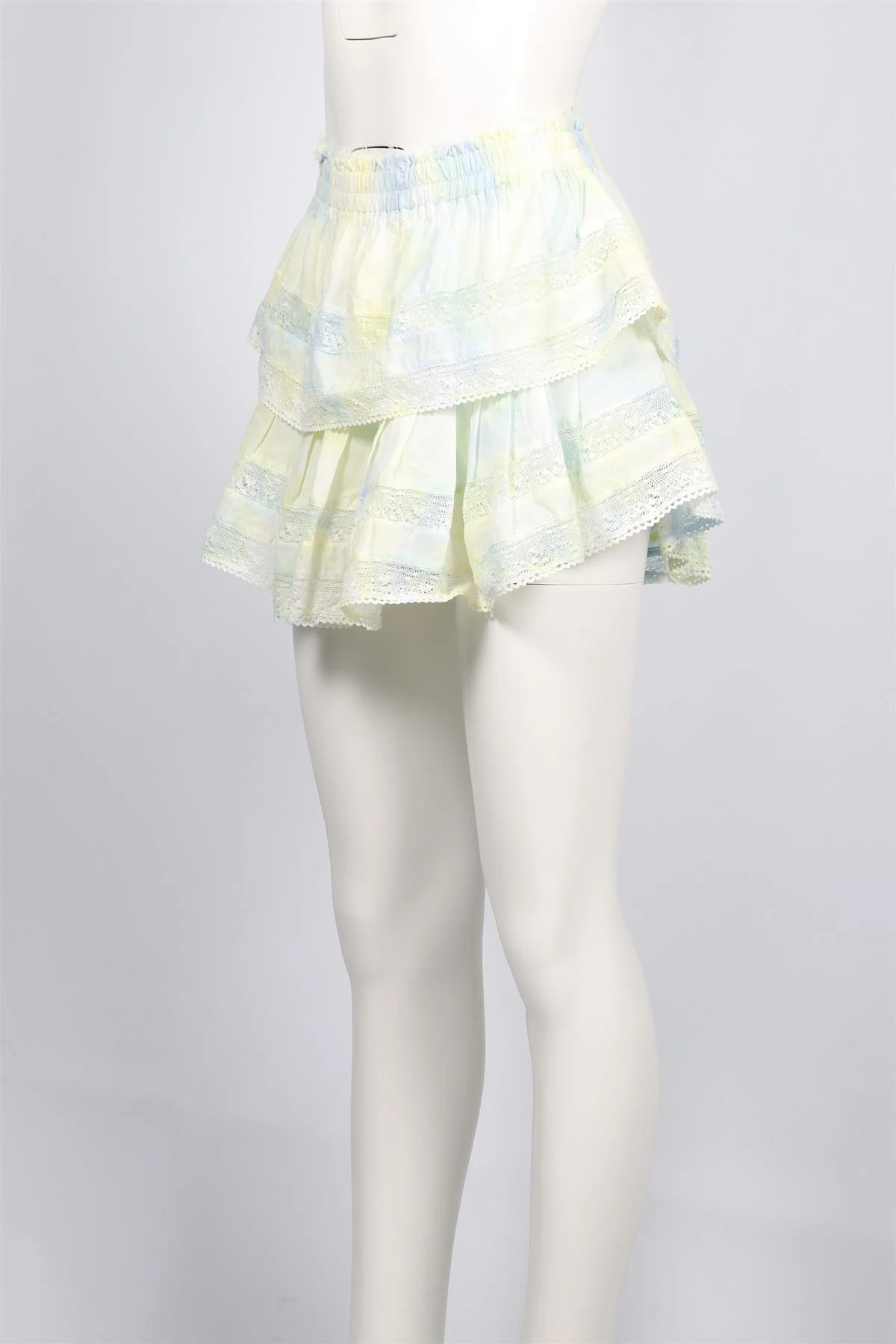 LOVESHACKFANCY BLUE AND YELLOW COTTON MINI SKIRT MEDIUM - Image 3