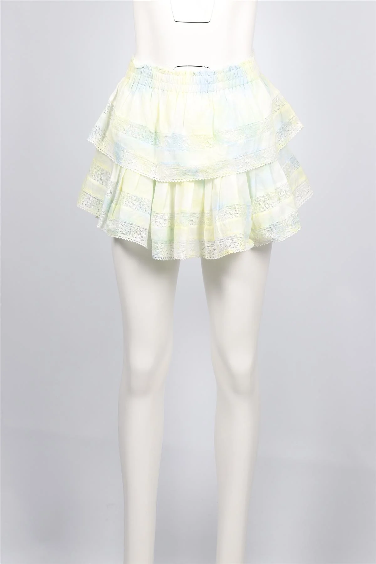LOVESHACKFANCY BLUE AND YELLOW COTTON MINI SKIRT SMALL - Image 2