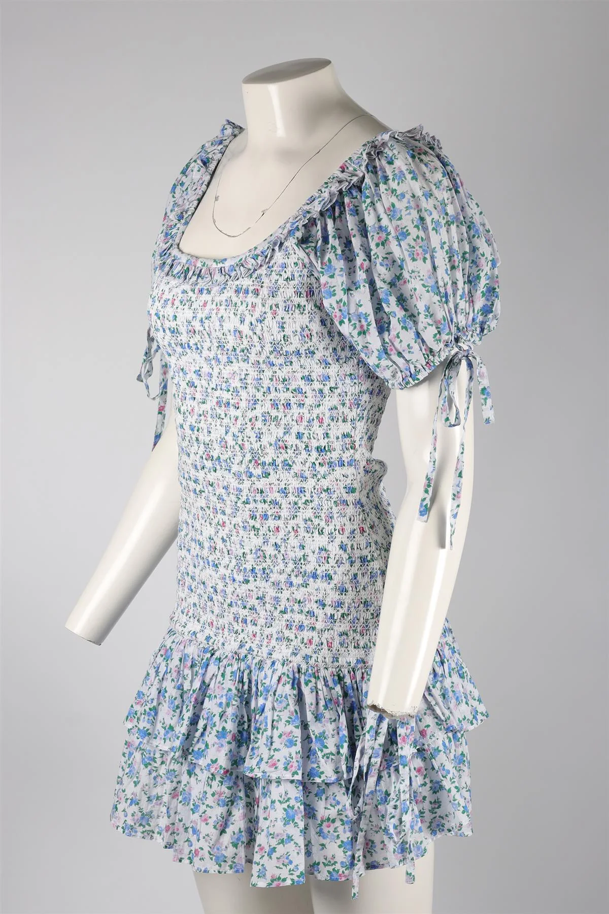 LOVESHACKFANCY BLUE COTTON MINI DRESS MEDIUM - Image 3