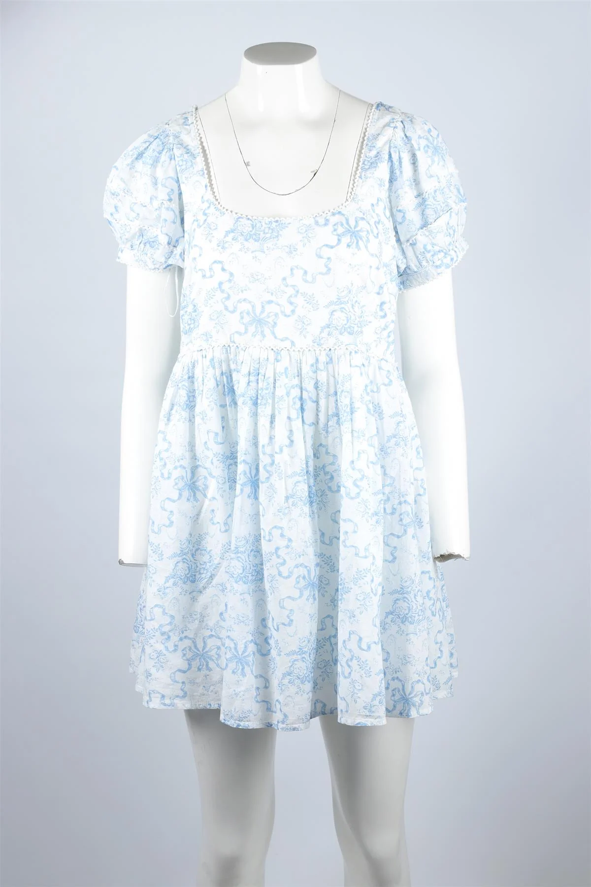 LOVESHACKFANCY BLUE COTTON MINI DRESS US 8 UK 12 - Image 2