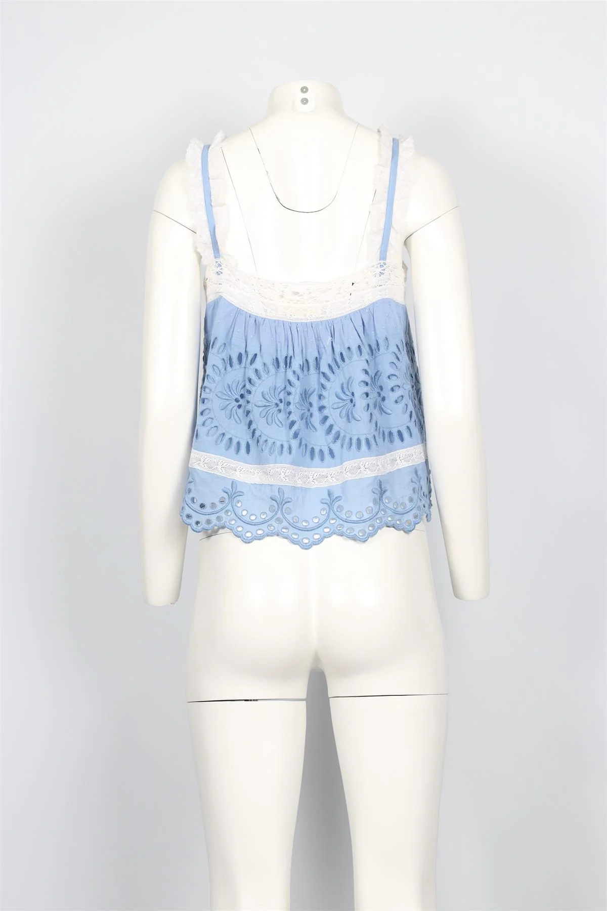 LOVESHACKFANCY BLUE CROPPED COTTON TOP SMALL - Image 4