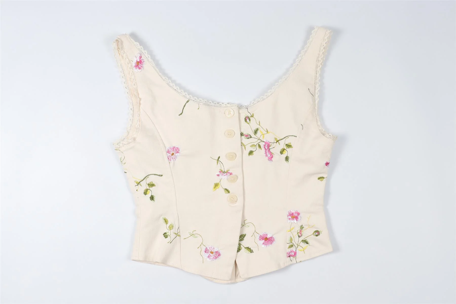 LOVESHACKFANCY CREAM COTTON TOP US 2 UK 6 - Image 2