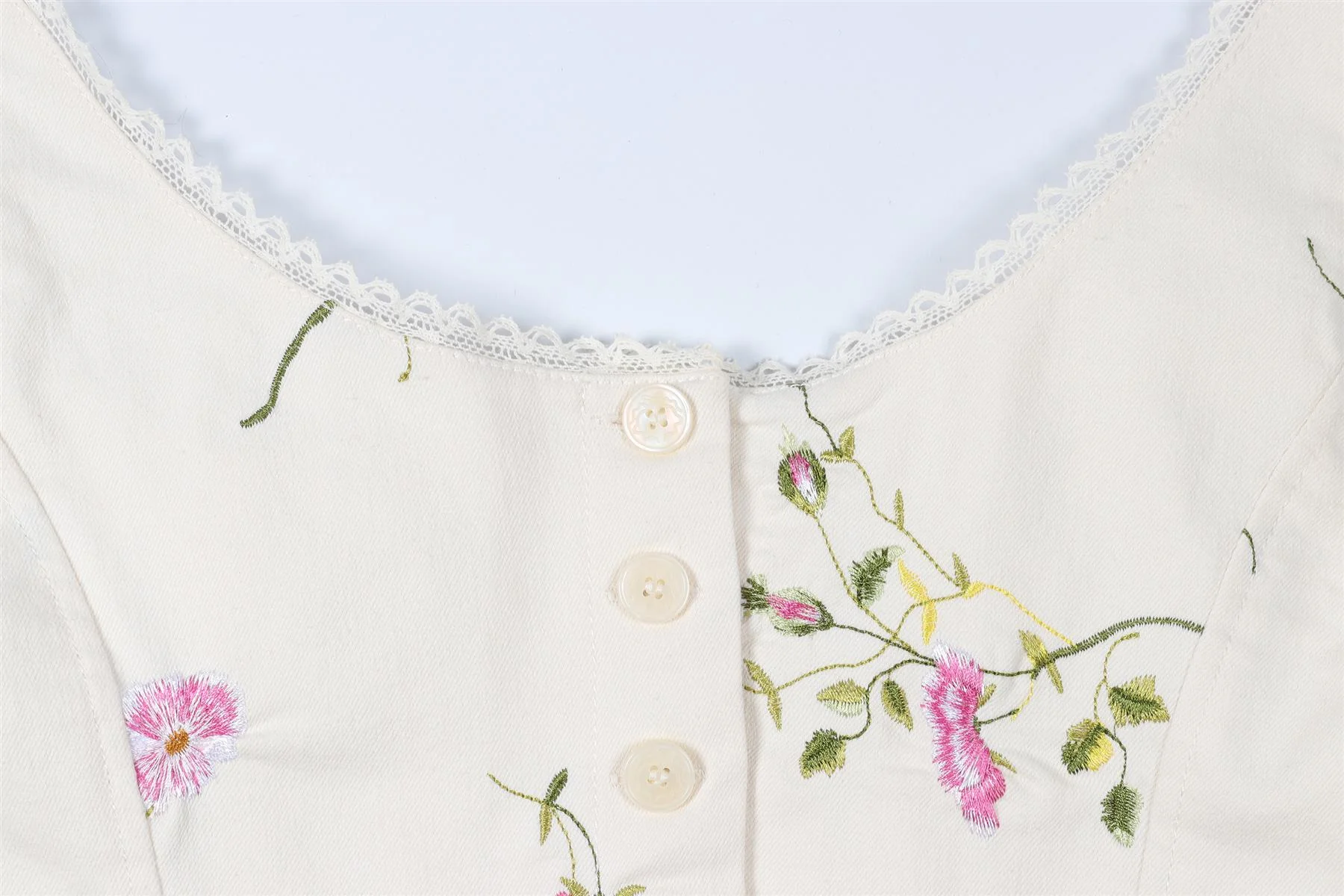 LOVESHACKFANCY CREAM COTTON TOP US 2 UK 6 - Image 3