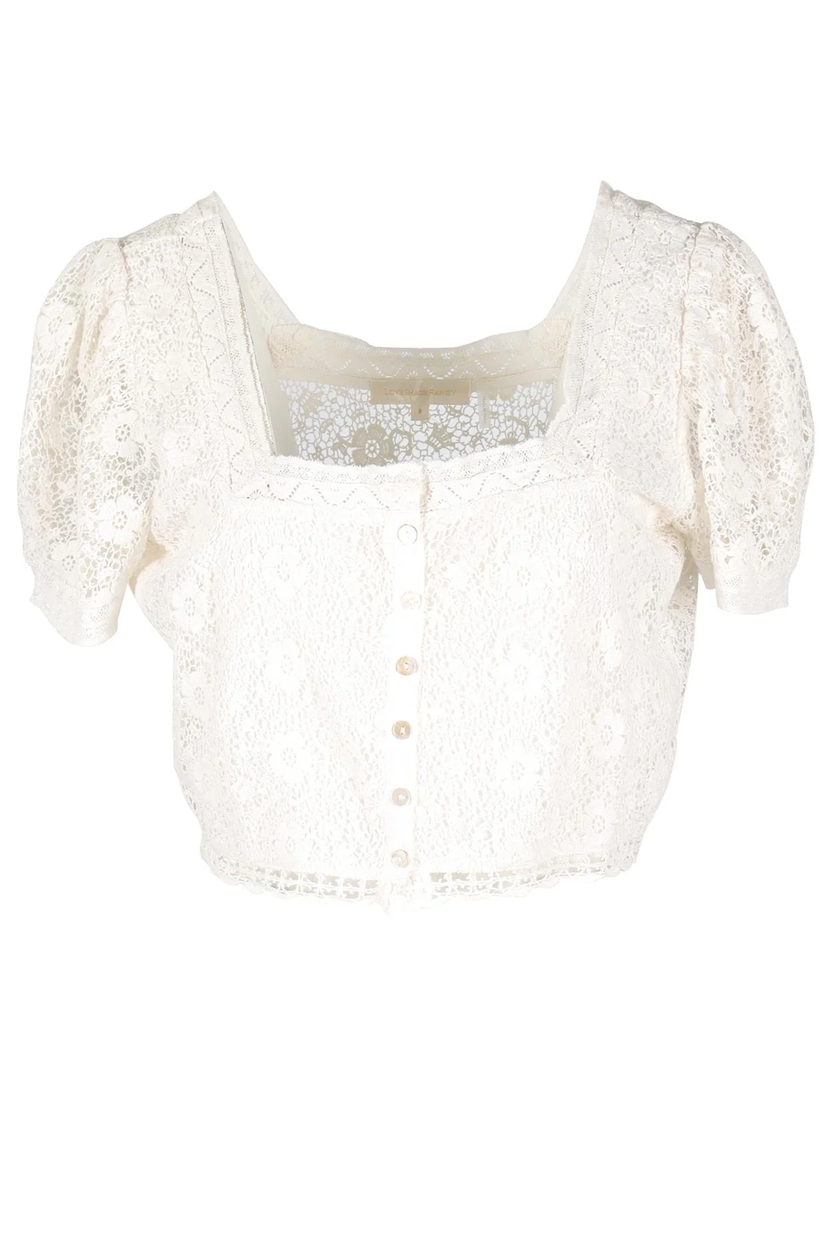 LOVESHACKFANCY CREAM CROCHET TOP UK 8