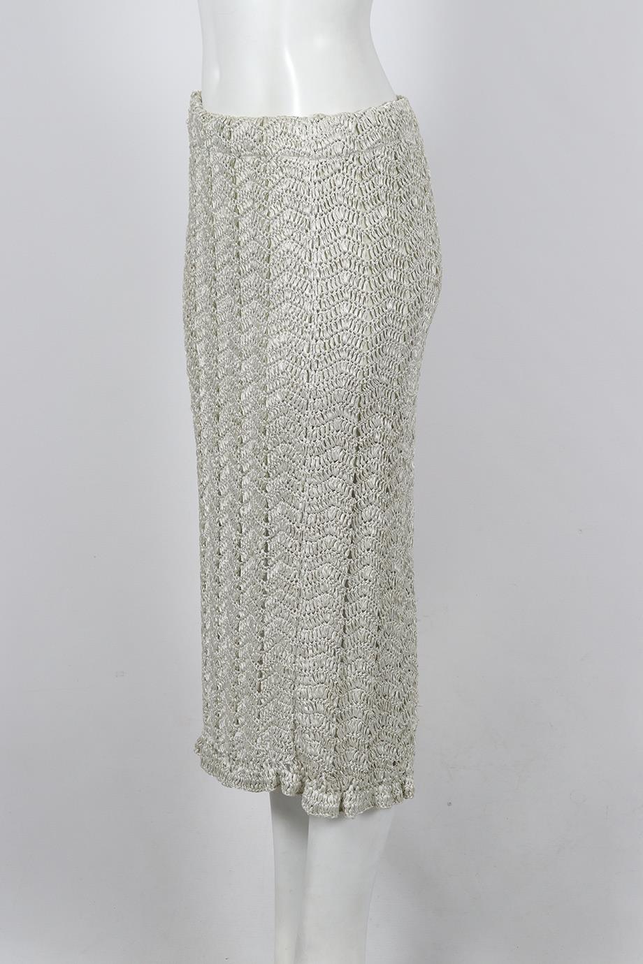 LOVESHACKFANCY CROCHET KNIT MIDI SKIRT SMALL - Image 3