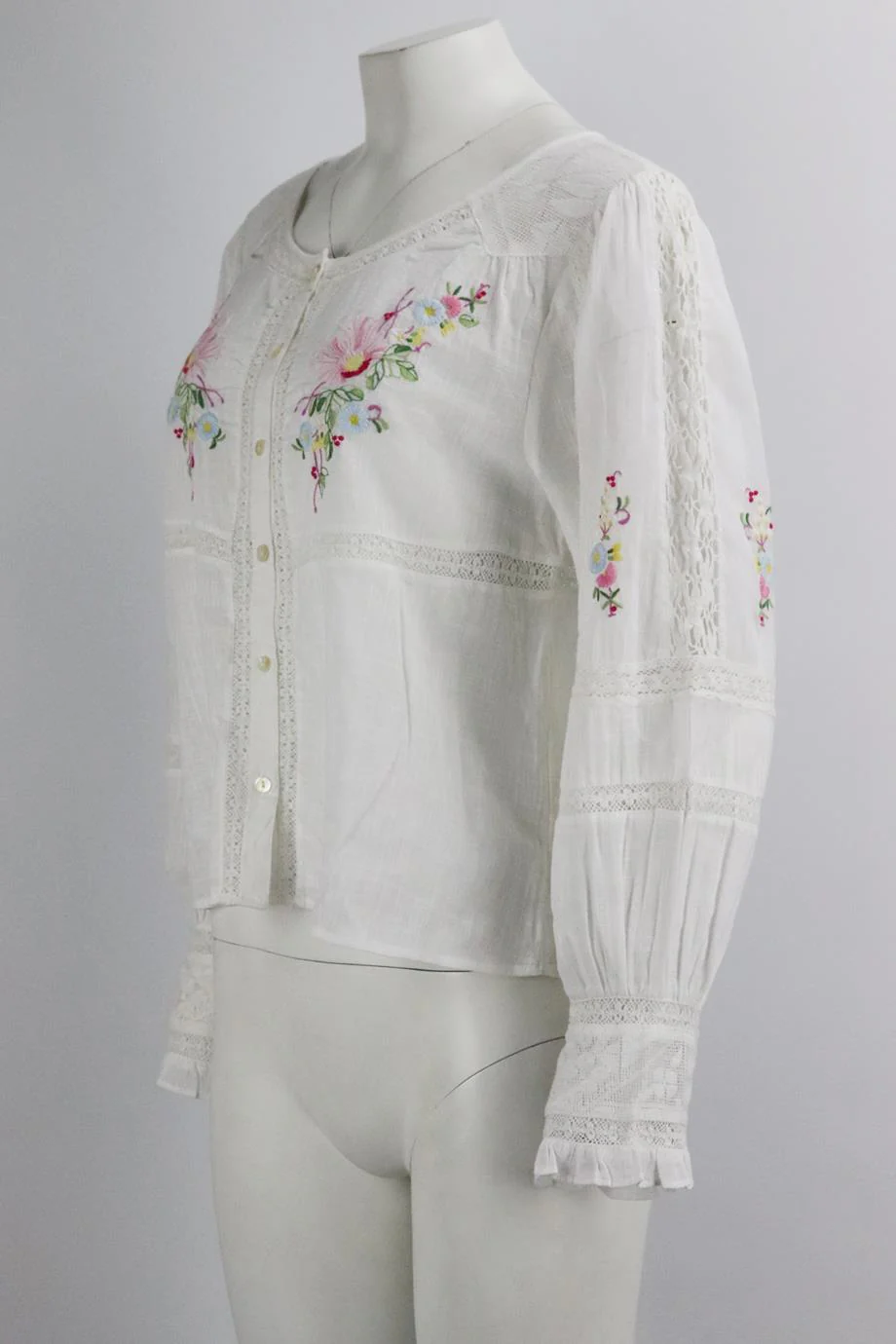 LOVESHACKFANCY CROCHET TRIMMED EMBROIDERED COTTON TOP MEDIUM - Image 3