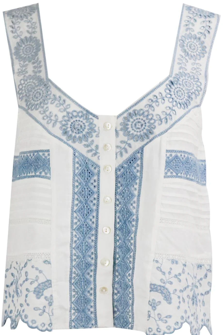 LOVESHACKFANCY CROPPED BRODERIE ANGLAISE COTTON TOP SMALL