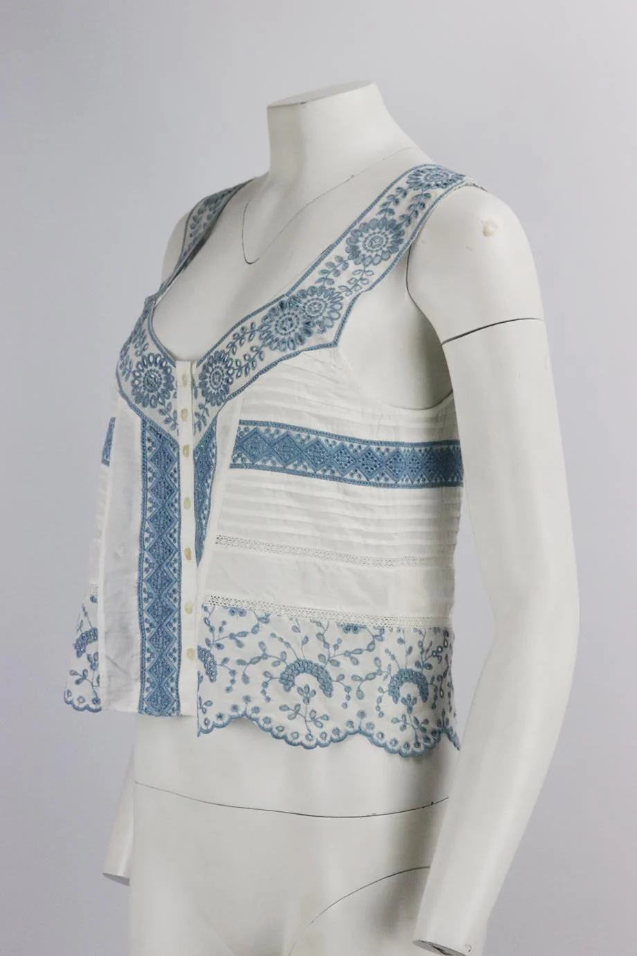 LOVESHACKFANCY CROPPED BRODERIE ANGLAISE COTTON TOP SMALL - Image 3