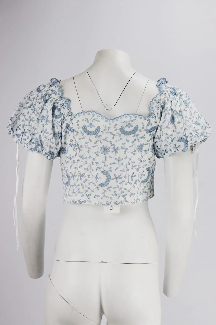 LOVESHACKFANCY CROPPED BRODERIE ANGLAISE COTTON TOP US 4 UK 8 - Image 4
