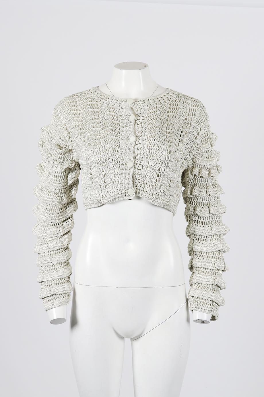 LOVESHACKFANCY CROPPED CROCHET KNIT CARDIGAN MEDIUM - Image 2