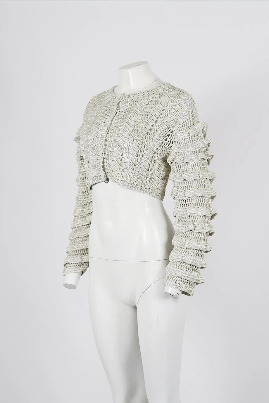 LOVESHACKFANCY CROPPED CROCHET KNIT CARDIGAN MEDIUM - Image 3