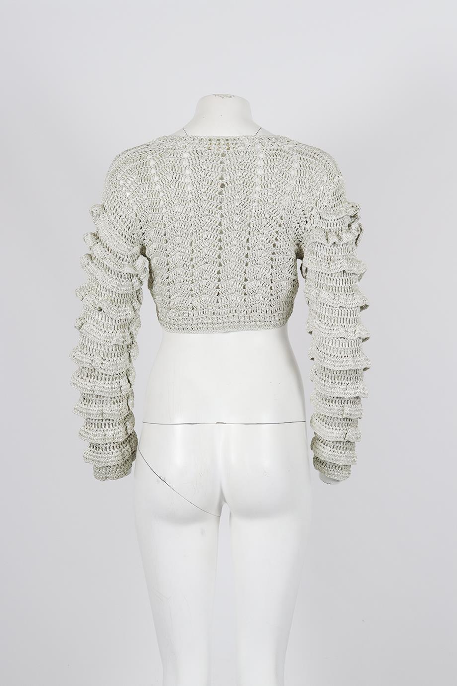 LOVESHACKFANCY CROPPED CROCHET KNIT CARDIGAN MEDIUM - Image 4