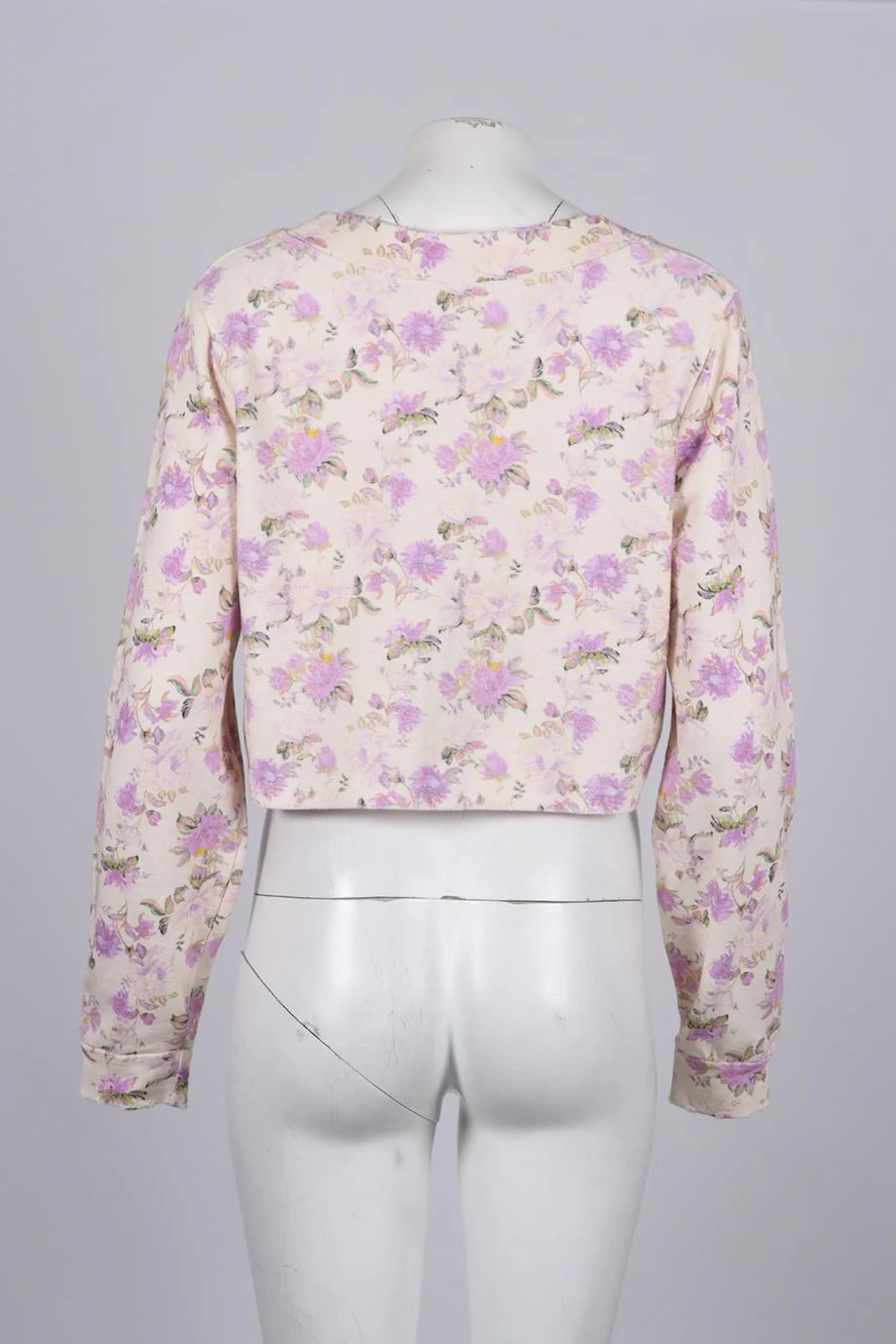 LOVESHACKFANCY CROPPED FLORAL PRINT COTTON SWEATSHIRT SMALL - Image 4