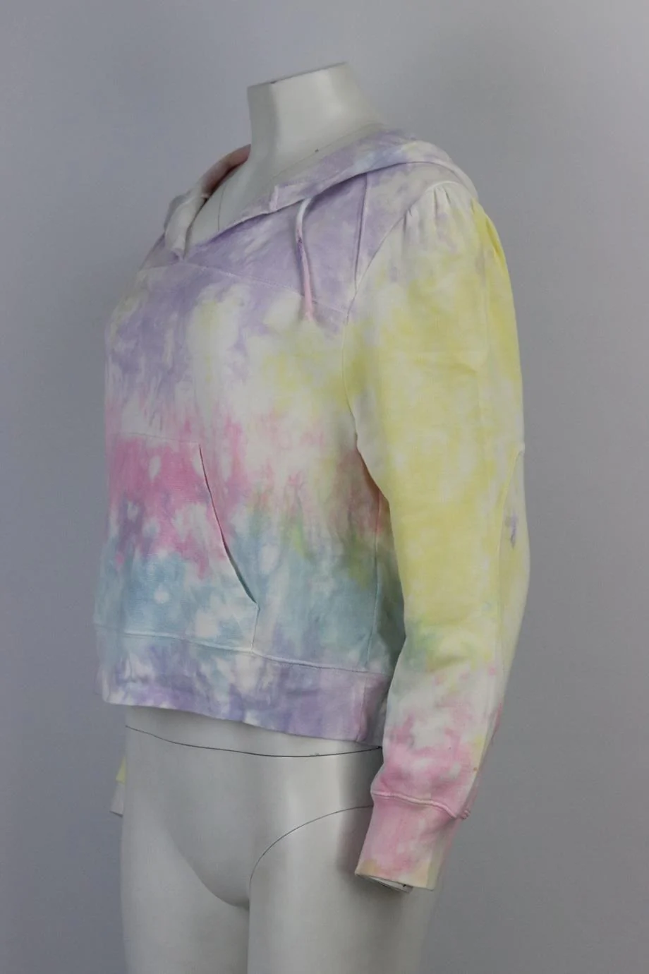 LOVESHACKFANCY CROPPED TIE DYED COTTON JERSEY HOODIE LARGE - Image 3