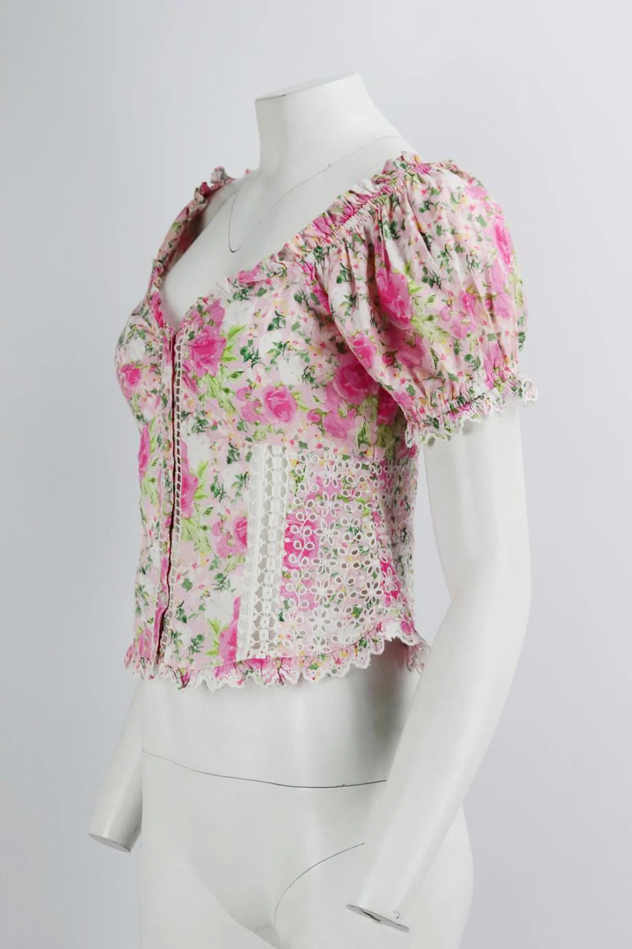 LOVESHACKFANCY EMBROIDERED FLORAL PRINT COTTON TOP US 4 UK 8 - Image 3