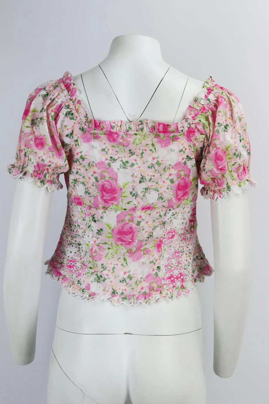LOVESHACKFANCY EMBROIDERED FLORAL PRINT COTTON TOP US 4 UK 8 - Image 4