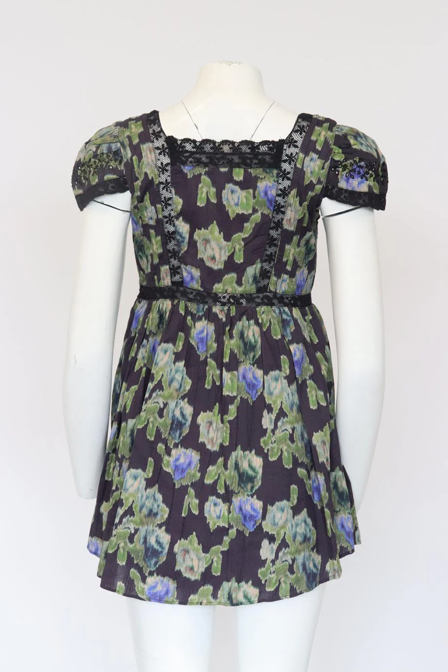 LOVESHACKFANCY FLORAL PRINT COTTON MINI DRESS US 2 UK 6 - Image 4