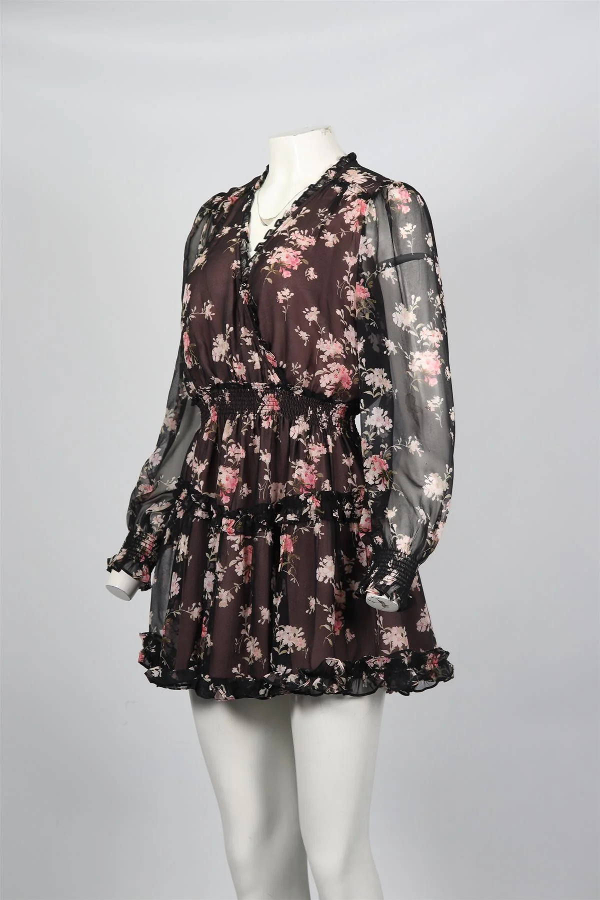 LOVESHACKFANCY FLORAL PRINT SILK MINI DRESS MEDIUM - Image 3
